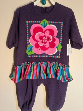Zoodles Vintage 1998 Colorful Baby Romper with Floral Design